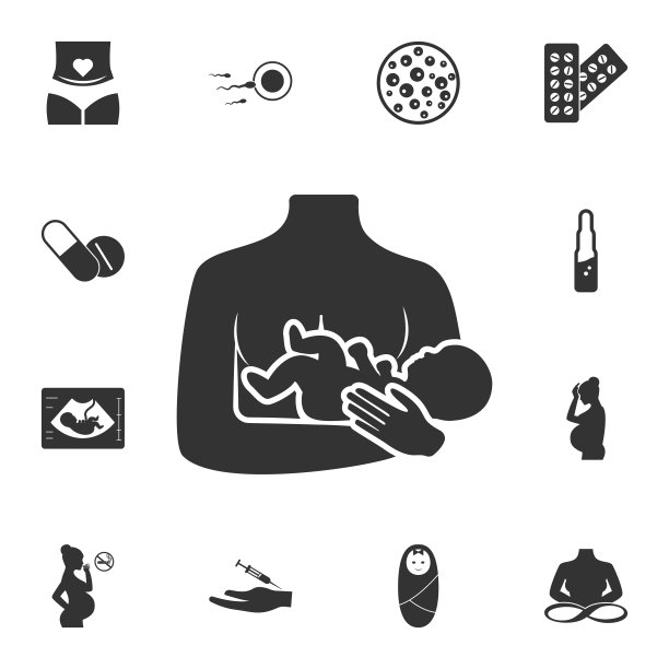 婴儿和母亲矢量图标。简单元素说明。婴儿和母亲向量符号设计从怀孕集。可用于网络和手机图片下载