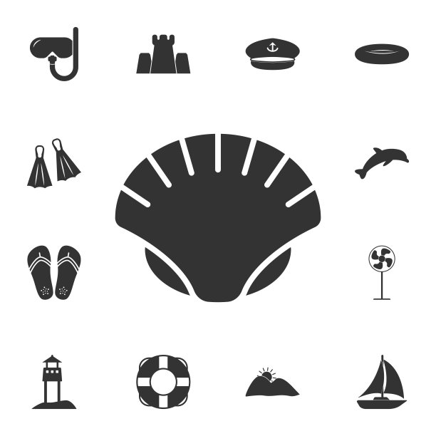 珍珠壳图标。详细的一套夏季插图。优质的图形设计图标。收藏图标之一的网站，网页设计，移动应用程序图片下载