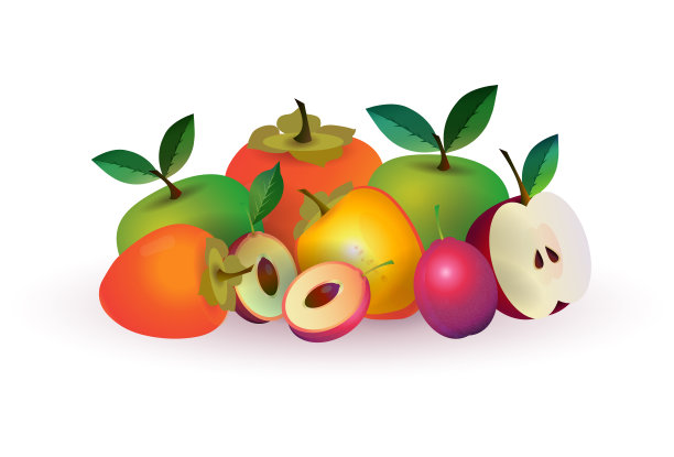 白底蜜瓜苹果水果，健康生活方式或饮食理念，标志为新鲜水果图片下载