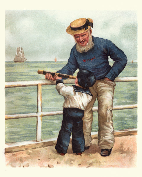 像个老水手，祖父和孙子图片下载