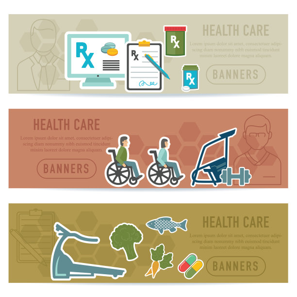 六边形背景与医疗保健图标图片下载