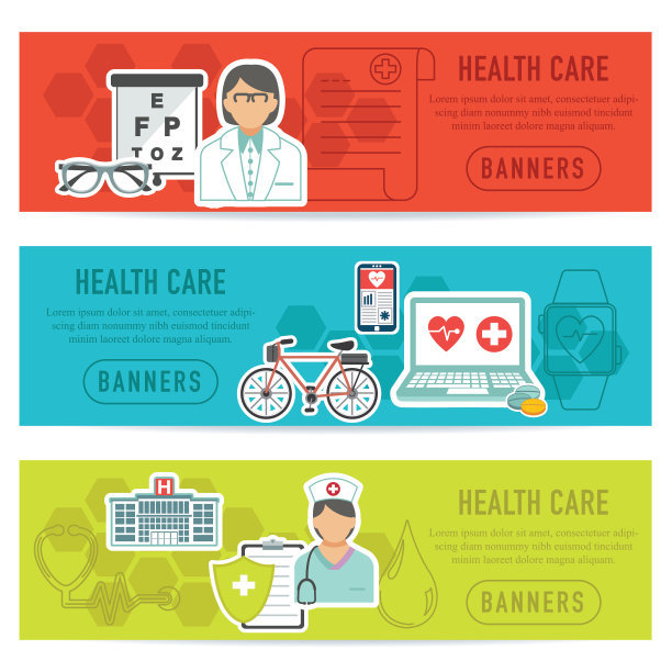 六边形背景与医疗保健图标图片下载