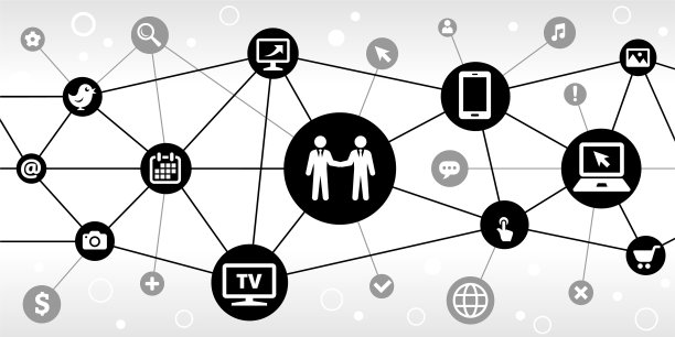 商业交易互联网通信技术三角节点模式背景图片下载