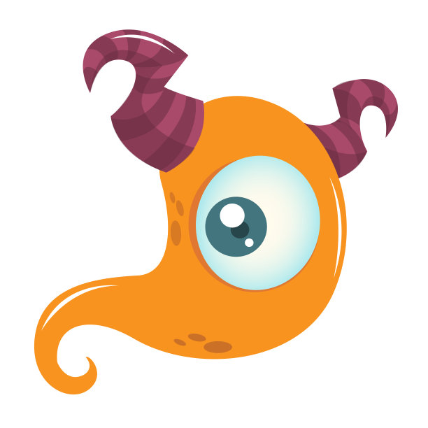 快乐的卡通怪兽一只眼睛。矢量万圣节橙色怪物插图图片下载