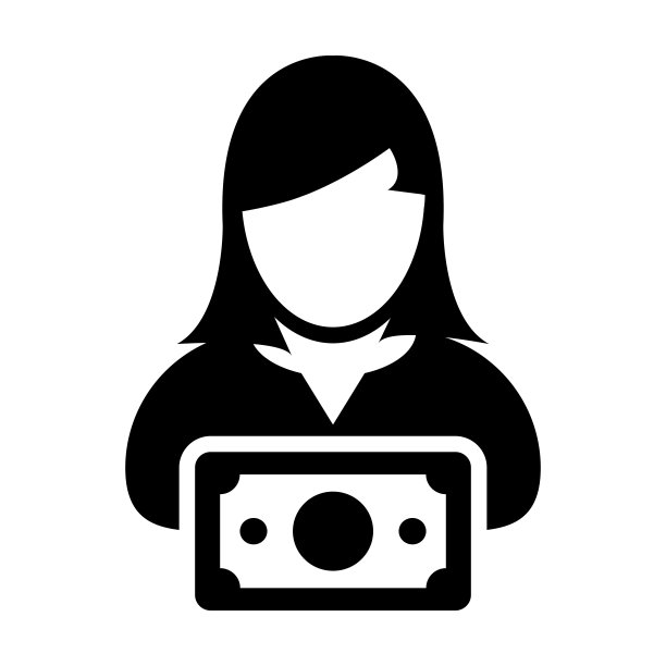 金钱图标矢量女性用户头像头像与货币符号在平色字形象形文字图片下载