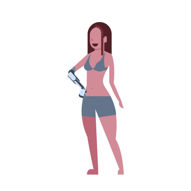 女性假肢手站在白色背景残疾人概念平式图片下载