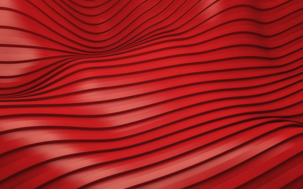 红色条纹波浪的未来主义背景。三维渲染图片下载