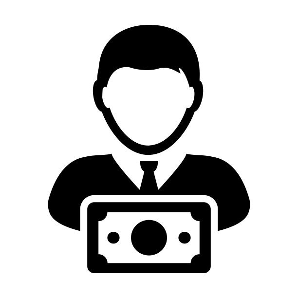 资金图标向量男性用户个人资料头像与金钱符号在平面颜色字形象形图图片下载