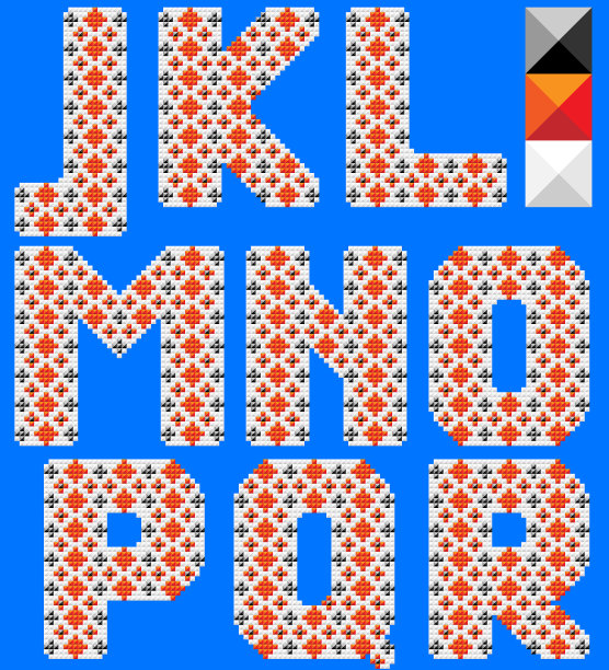 彩色拉丁字母像十字图案图片下载