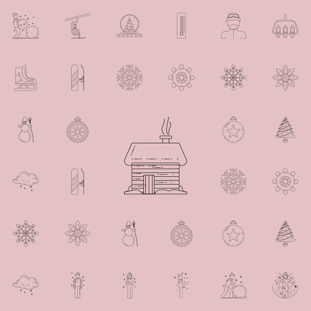 木屋图标。冬季图标的详细设置。优质的平面设计标志。收藏图标之一的网站，网页设计，移动应用程序图片下载