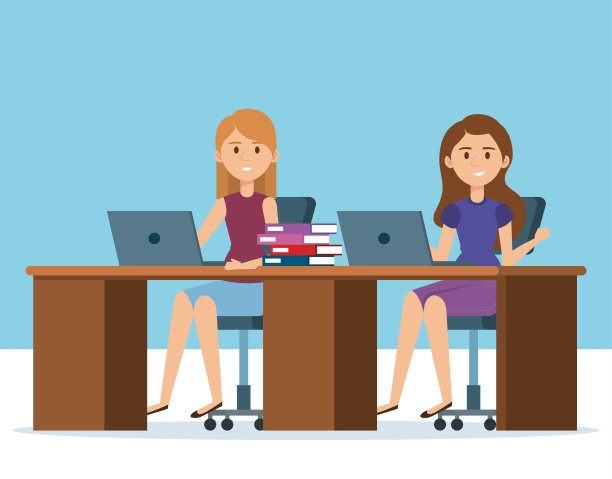 年轻女孩在工作场所化身为角色素材图片