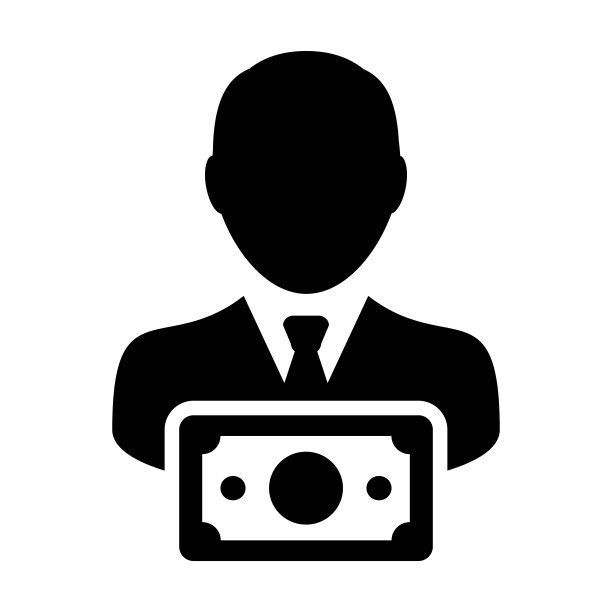 银行图标向量男性用户个人资料头像与金钱符号在平面颜色字形象形图图片下载
