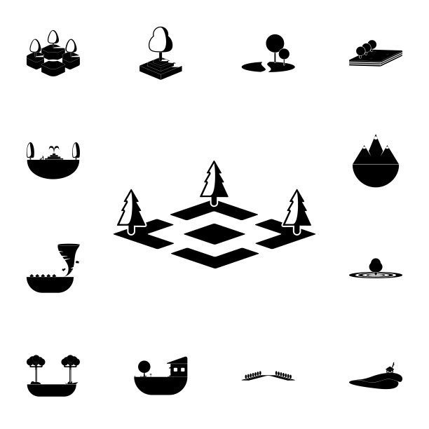 公园里有树的标志。详细的一套公园和景观图标。优质的平面设计标志。收藏图标之一的网站，网页设计，移动应用程序图片下载