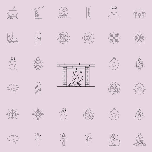 燃烧的壁炉图标。冬季图标的详细设置。优质的平面设计标志。收藏图标之一的网站，网页设计，移动应用程序图片下载