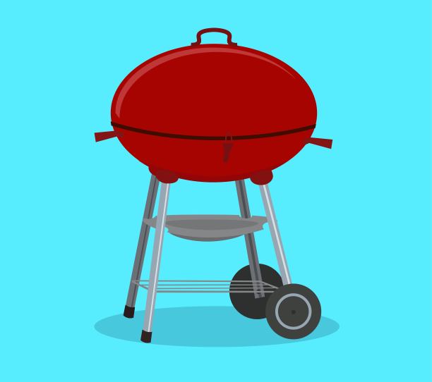 圆的烧烤架。烧烤图标。电动烧烤。油炸食品的装置。矢量插图在平面风格图片下载