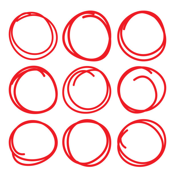 高亮元素，红色圆圈设置，收集校正和手绘圆圈。素材图片