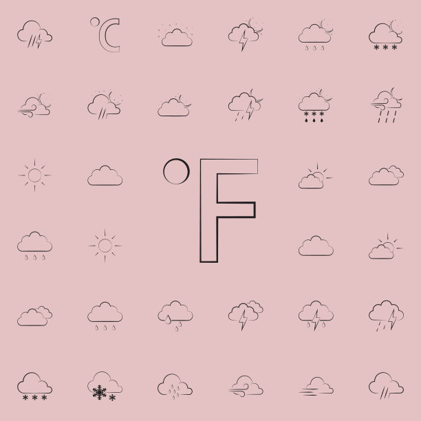 华氏温度信号图标。天气图标的详细设置。优质的平面设计标志。收藏图标之一的网站，网页设计，移动应用程序图片下载