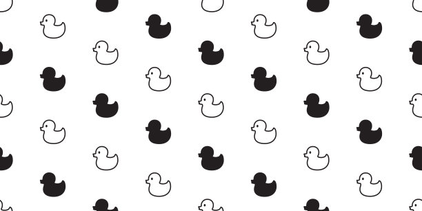 鸭子无缝图案橡胶鸭子矢量瓷砖背景围巾孤立重复墙纸插图人物卡通条纹图片下载