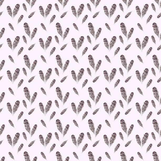 水彩棕羽无缝图案素材图片