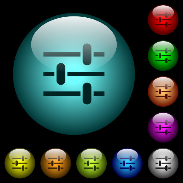 调整图标在彩色照明玻璃按钮图片下载
