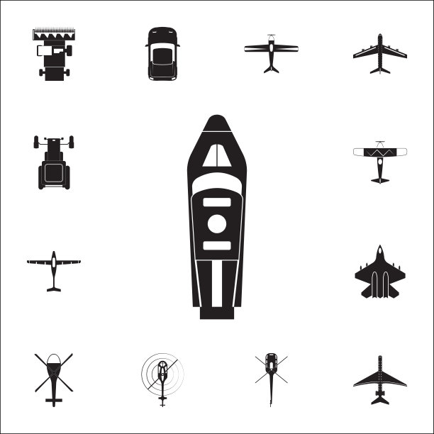 豪华游艇图标。详细的传输视图集从上面的图标。优质的平面设计标志。收藏图标之一的网站，网页设计，移动应用程序图片下载