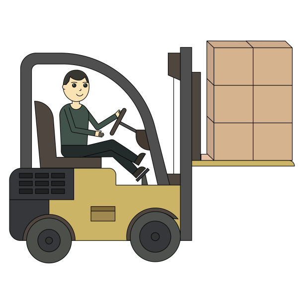 叉车。叉车，托盘与堆叠的盒子图片下载