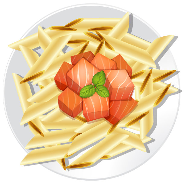 配鲑鱼的意大利面图片下载