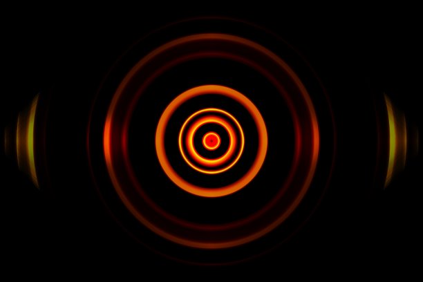 橙色螺旋光与圆形信号，抽象背景图片下载