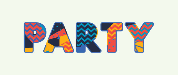 派对概念字艺术插图图片下载