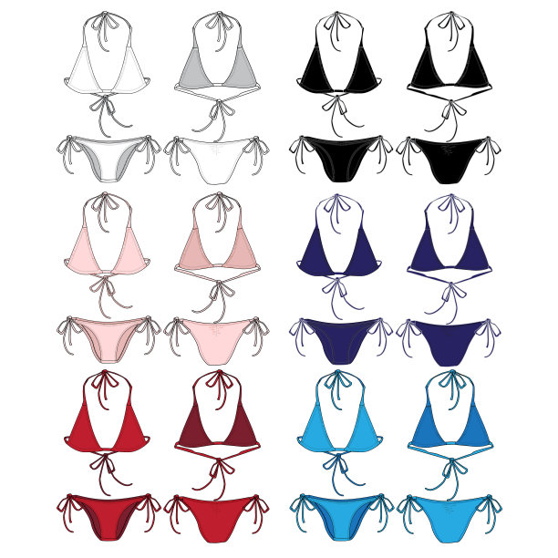 矢量模板为妇女字符串比基尼泳装图片下载