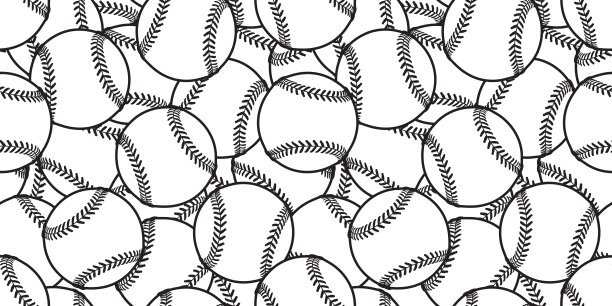 棒球无缝图案网球矢量瓷砖背景壁纸围巾孤立图形白色图片下载