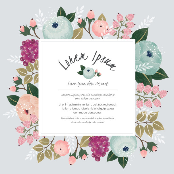 矢量插图与春天的花美丽的花框架。图片下载