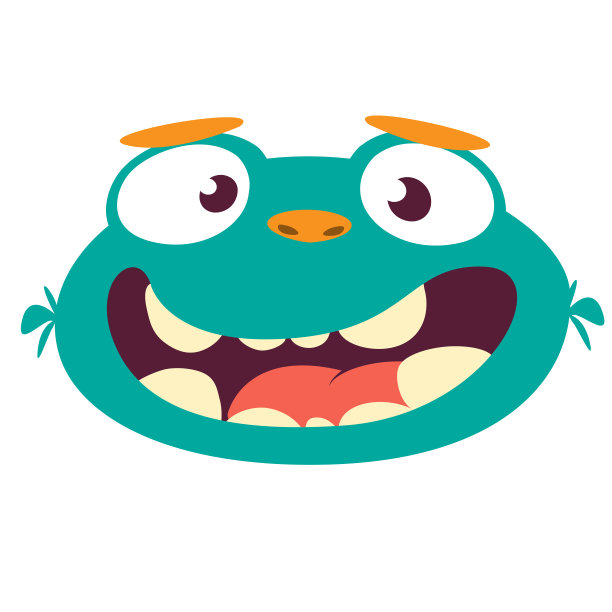 卡通向量怪物。怪物异形插图与惊讶的表情。令人震惊的绿色外星人万圣节设计图片下载