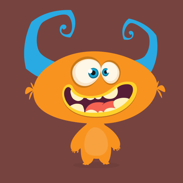 有趣的卡通三眼外星人。矢量插图。一大堆卡通怪物图片下载