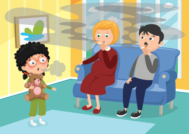 家庭吸烟的矢量图图片下载