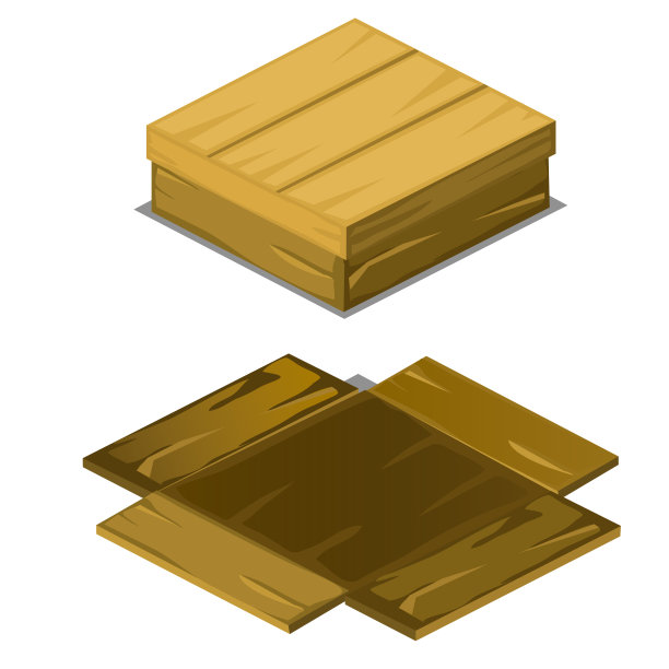 木箱在白色背景上孤立的木板上散架。矢量卡通特写插图图片下载