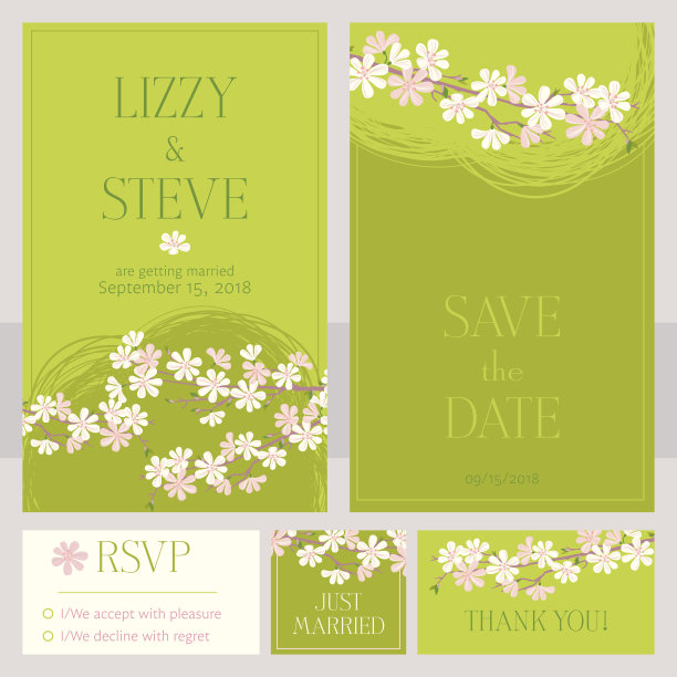 樱花婚礼邀请卡图片下载