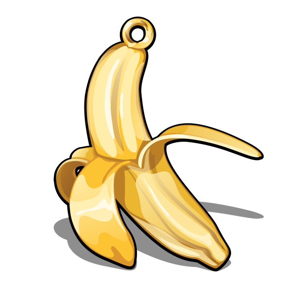 独特的吊坠由金色孤立在白色背景。香蕉形状的珠宝。一个精品珠宝的例子。矢量图图片下载