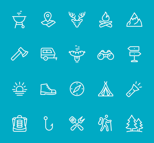 旅游线路图标集图片下载