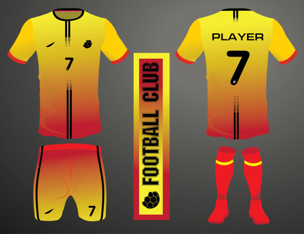 足球俱乐部的一套足球运动衫或足球工具包模板。蓝色标签上的扁平足球符号。前后视图足球制服。运动衬衫模型。矢量图图片下载
