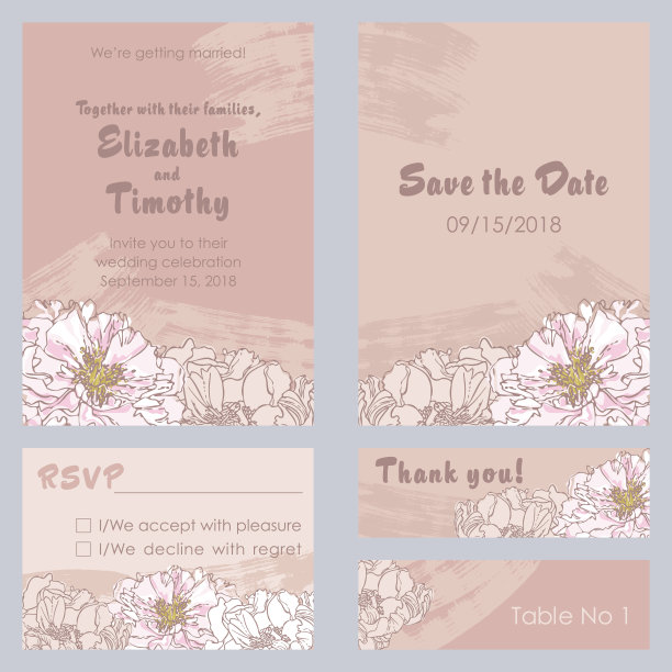 牡丹婚礼请柬图片下载