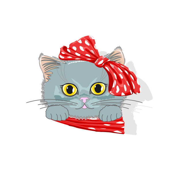 可爱的猫戴着一个蝴蝶结的帽子图片下载