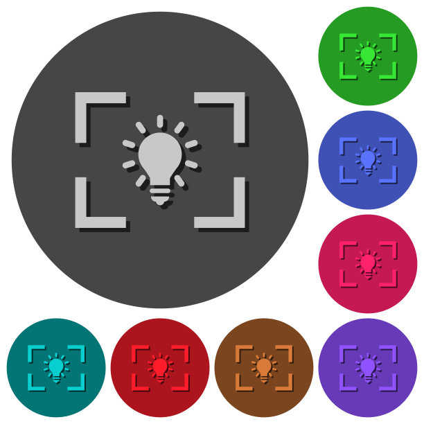 相机白平衡钨模式图标和阴影在圆形背景上图片下载