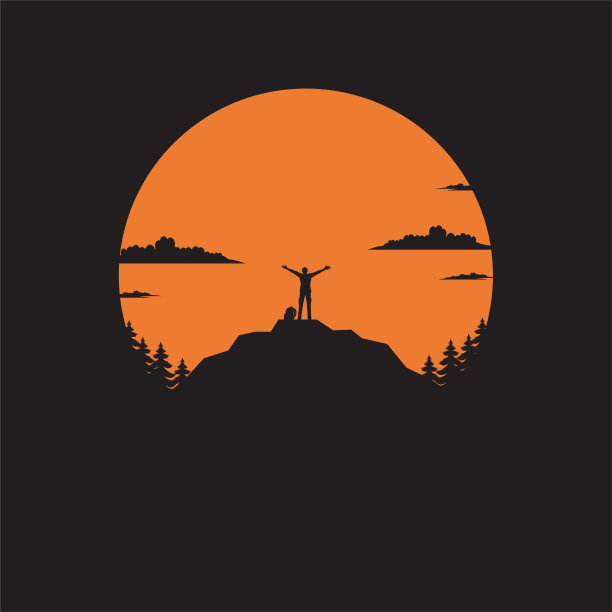 山人在太阳上的剪影图片下载