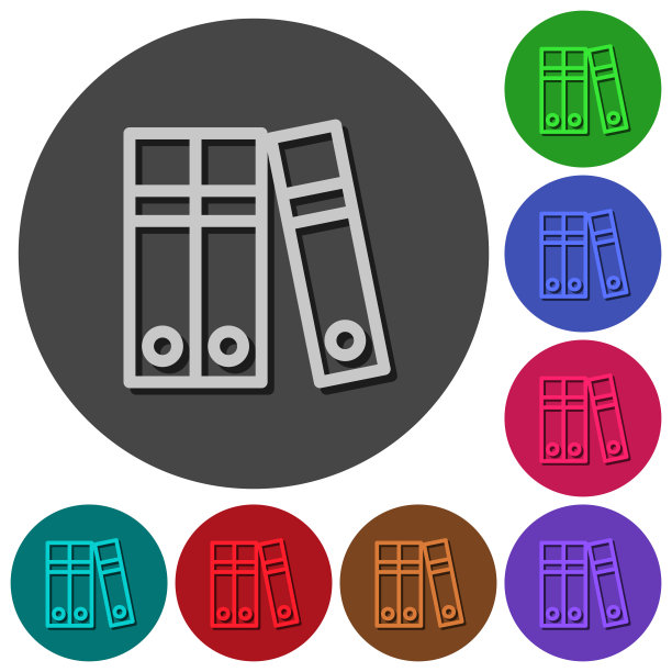 在圆形背景上带有阴影的文档文件夹图标图片下载