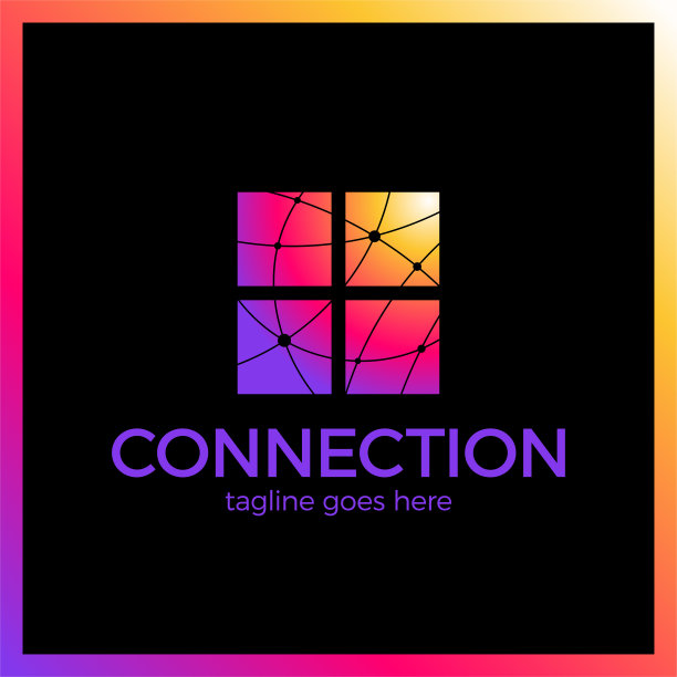 设计抽象四方形元素。压扁圆形矩形图案。连接数字线路图标图片下载