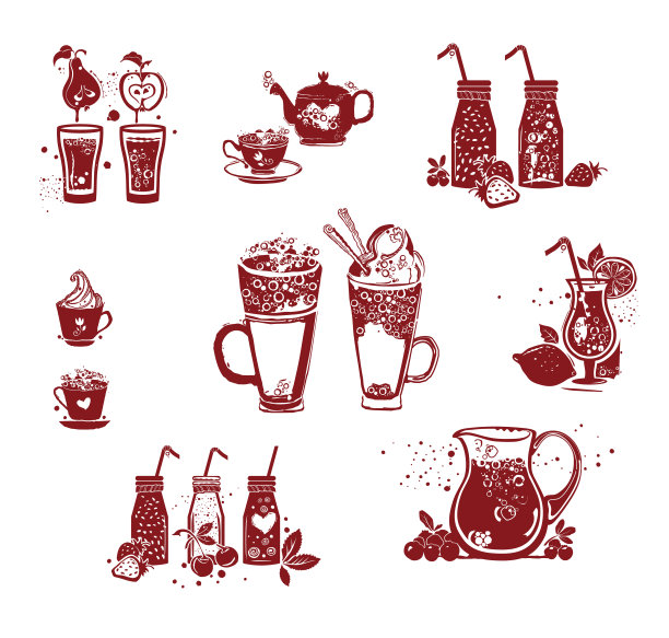 软饮料。一组矢量图形模板菜单。图片下载