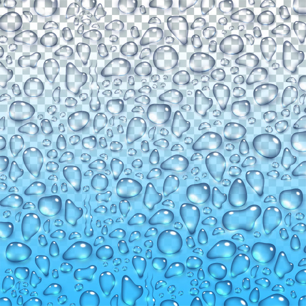 水雨滴或蒸汽淋浴孤立在透明的背景。真实的纯液滴凝结。矢量清晰的蒸汽水气泡的窗户玻璃表面为您的设计。图片下载