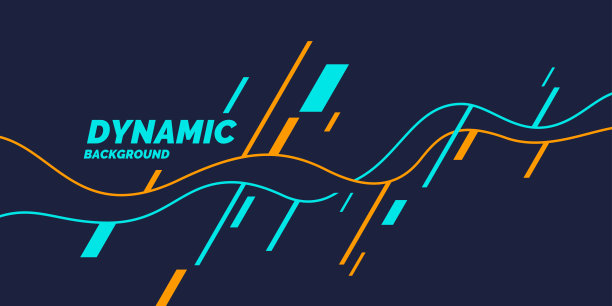 明亮的海报与动态波浪。插图简约平面风格图片下载