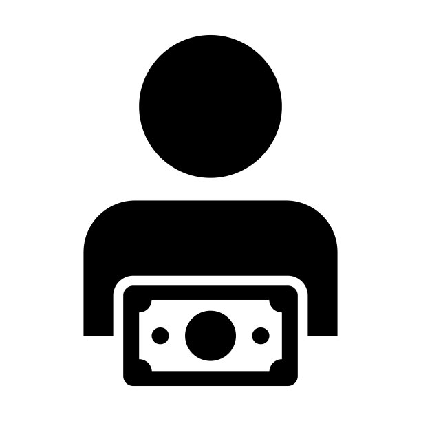 现金图标矢量男性用户个人资料头像，带有平面彩色字形图中的货币符号图片下载